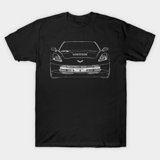 Chevrolet Corvette Z06 2015 Sketch White T-Shirt